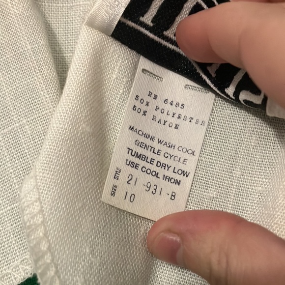 Vintage 80s J. Ellis White & Green Asymmetric Half-pleated Dress - Picture 11 of 12